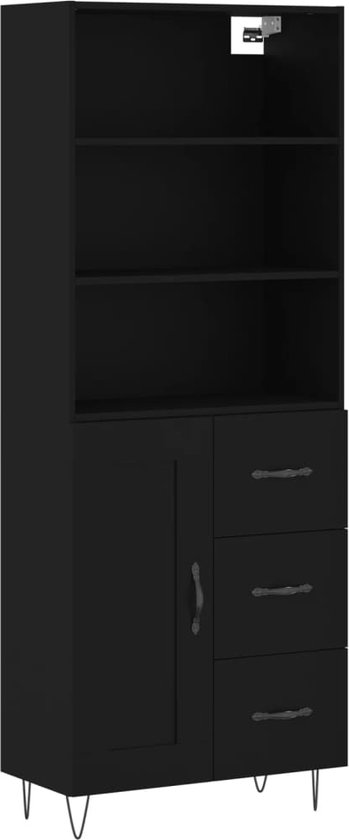 vidaXL - Haut - placard - 69,5x34x180 - cm - décoré - bois - noir