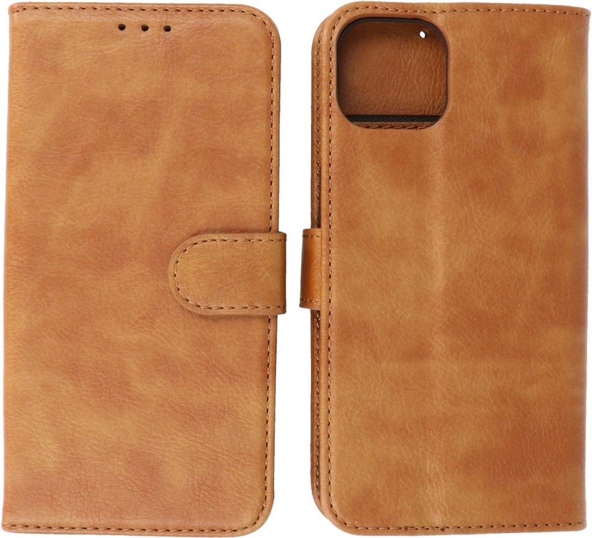 iPhone 15 Hoesje Book Case Telefoonhoesje Bruin