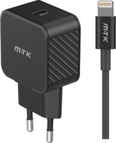 Chargeur avec câble USB-C 25W | Chargeur rapide avec câble Lightning de 1 mètre | Chargeur M.TK Premium avec câble Lightning adapté aux iPhone X, 12, 13 et 14 | Adaptateur de charge pour iPhone - Wit