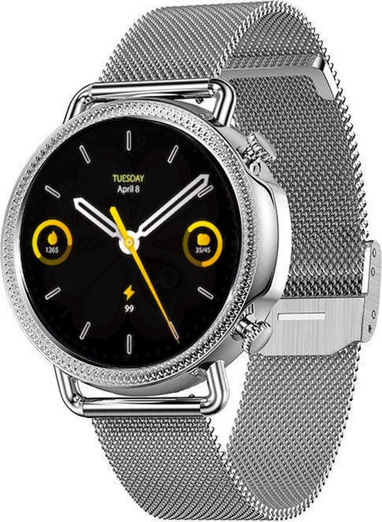 Royal Supplies Q37 - Smartwatch - Smartwatch Dames - Screenprotector- Grijs staal