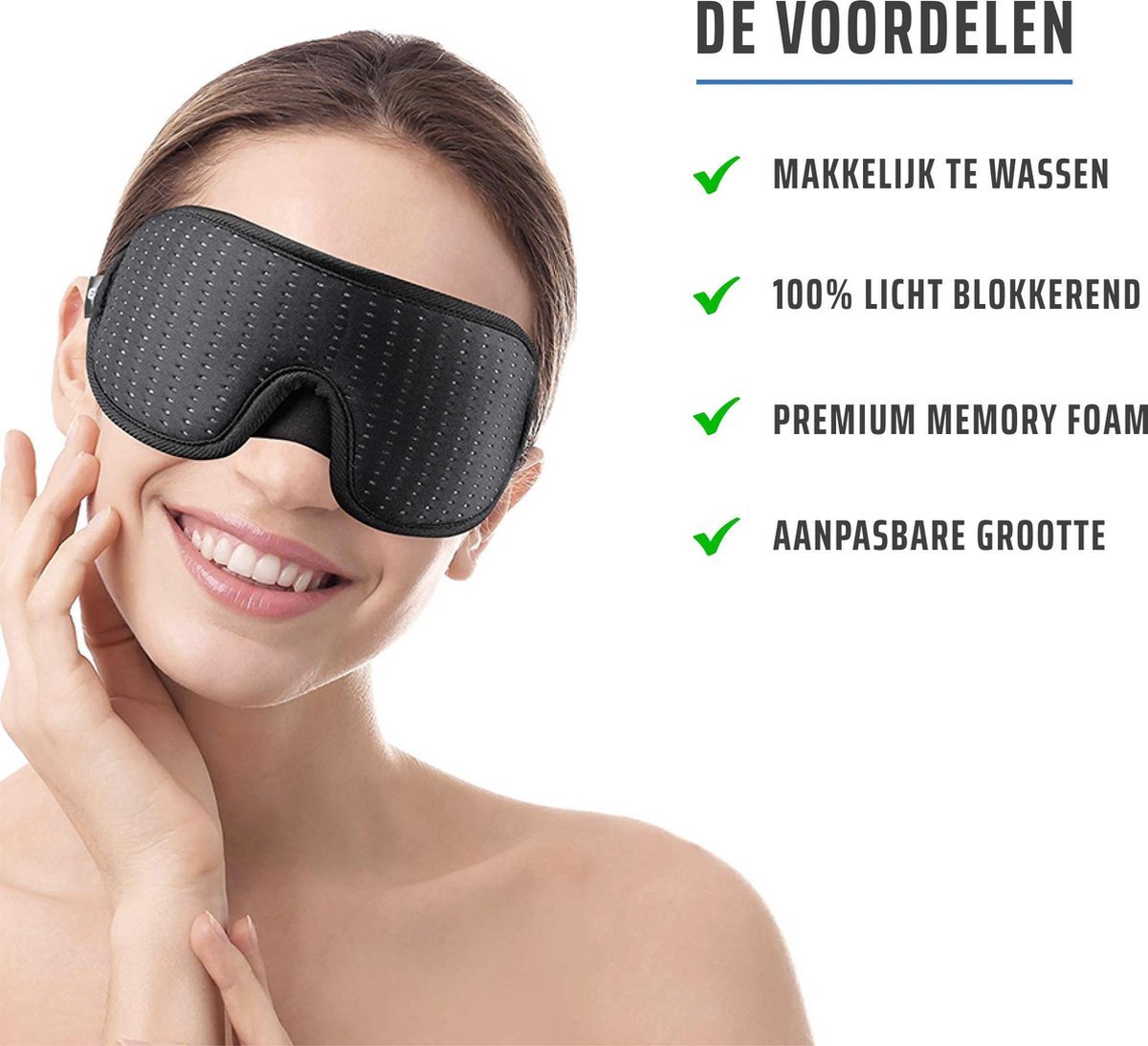 Jumada's - TraagschuimSlaapmasker - 100% Verduisterend - 3D Ademend - Zwart