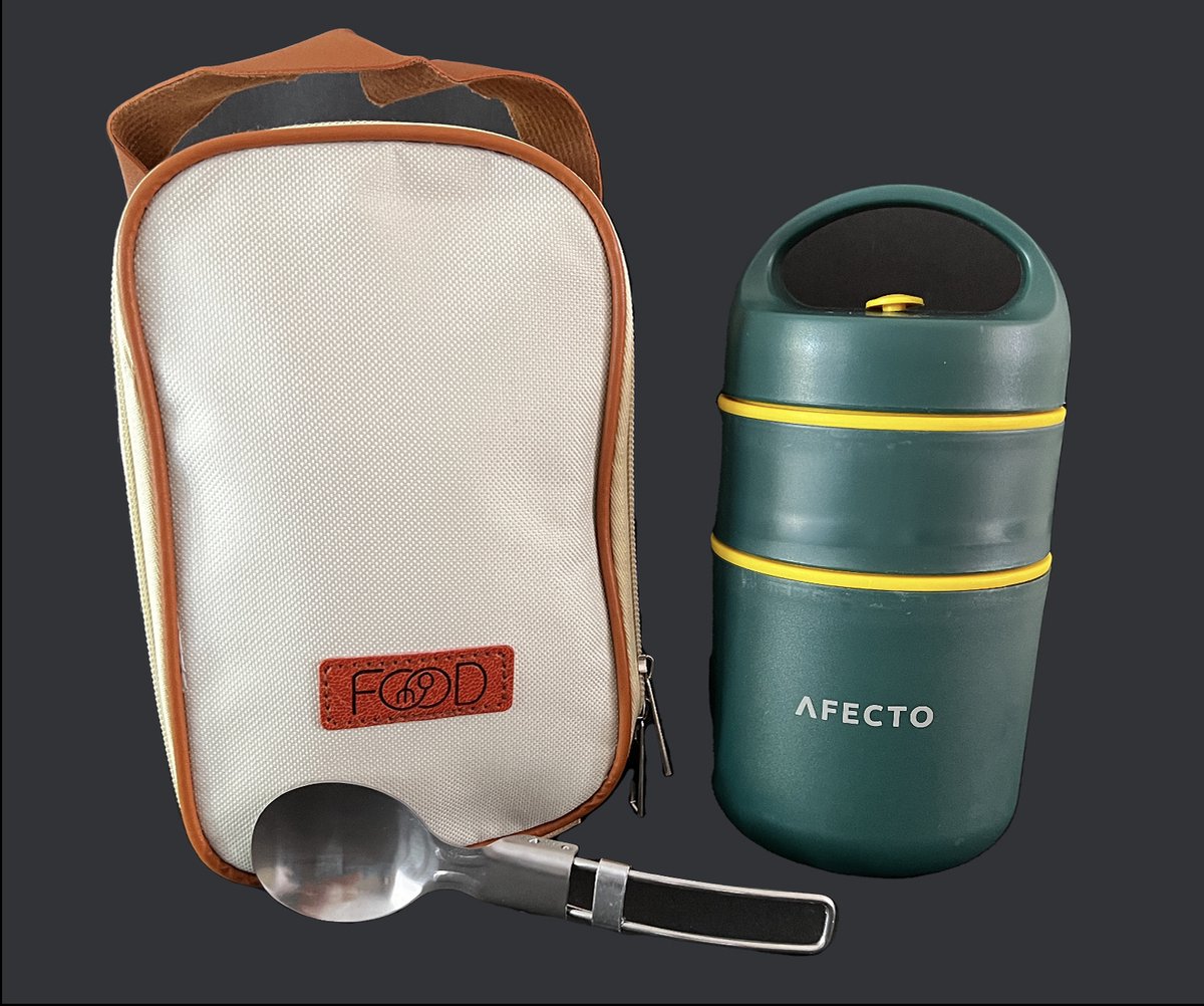 Afecto lunchpot + tas + opvouwbare lepel - Lunchbox - Lunchpot to go