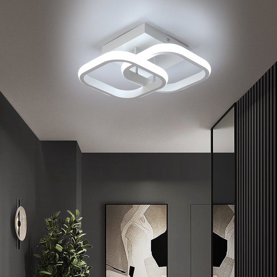 LuxiLamps - Moderne Plafondlamp - Vierkant LED - Kroonluchter - Gangpad Lamp - Verlichting - 29 cm - Wit - Plafonniére - 20W