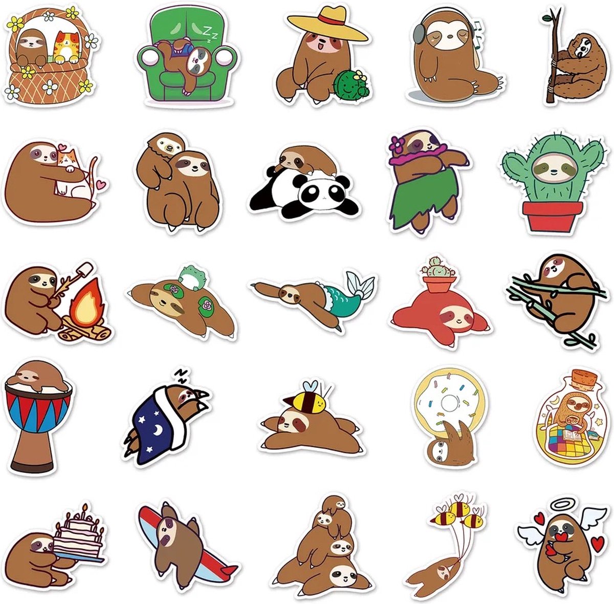 Luiaard Stickers 50 Stuks | Dieren Stickers | Luiaards | Grappige Stickers | Laptop Stickers | Stickers Kinderen en Volwassenen | Stickervellen | Plakstickers | Koffer Stickers | Stickers Bullet Journal en Planner — afbeelding 4