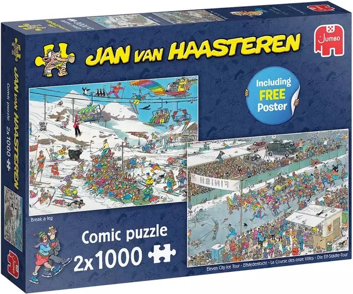 Jan van Haasteren – Break a Leg en Eleven City Tour Puzzel 2x 1000 Stukjes