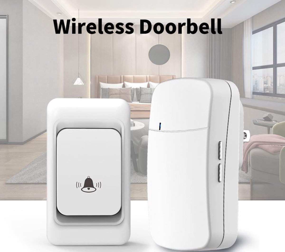 Draadloze Deurbel - Deurbelset - Plug-in Ontvanger -Wireless doorbell - Wit