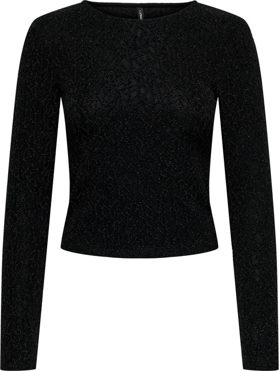 ONLY Onlbarbara L/S Glitter Twist Top Jrs, Nero, XS Donna