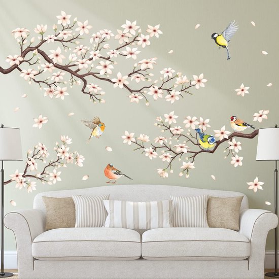 Sticker Branche de Cerisier avec Colibri (2 couleurs) - Décoration nature