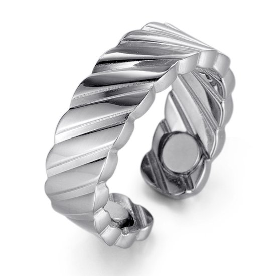 MAGNETOX - Ring de Guérison 'Fenne' - Ring Aimantée - Bague Santé - Ring Magnétique - Acier Inoxydable - Argent - Femme - 50mm
