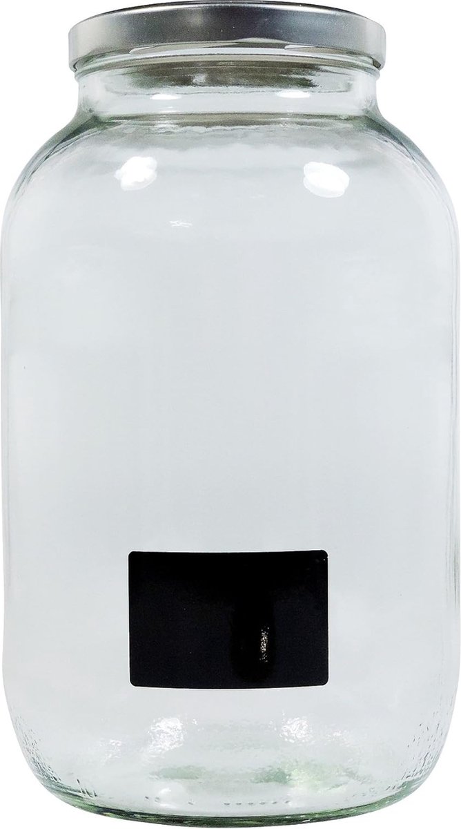 XL Weckpot 3400 ml met schroefdop Zilverkleurig bewaarglas Glas met etiket