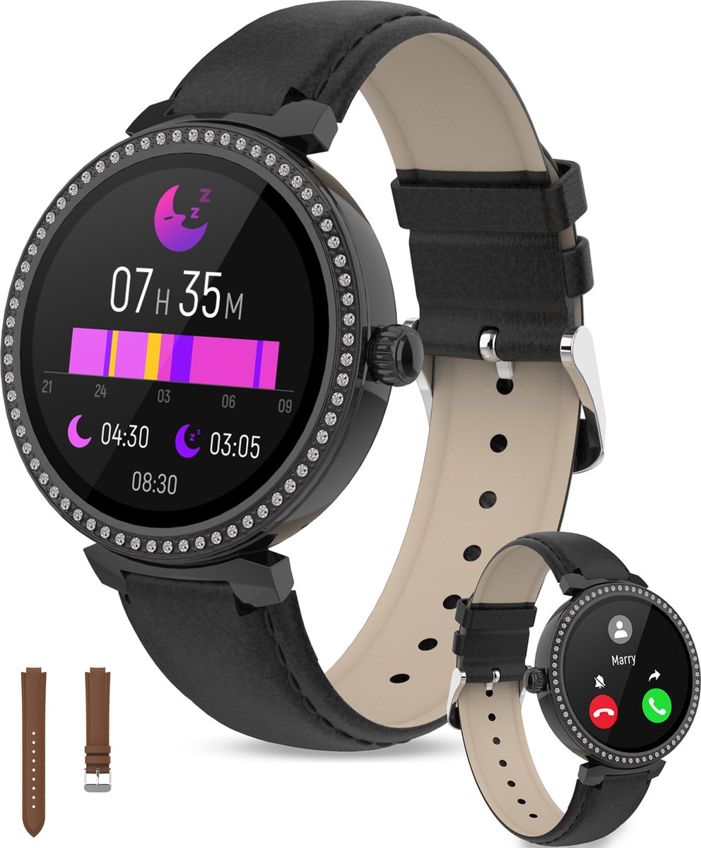 Denver Smartwatch Dames - Android & iOS - Volledige Belfunctie - Sporthorloge - Hartslagmeter - Saturatiemeter - Slaapmonitor - SWC342 - Zwart