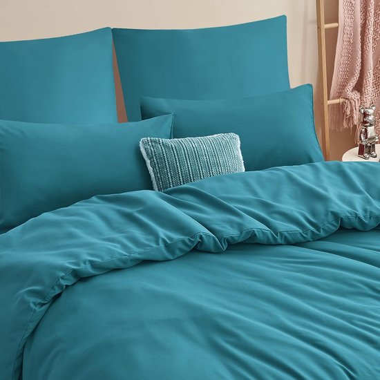 Dekbedovertrek Katoen Le Linge De Jules Dekbedovertrek 220x240 Cm 2 Kussenslopen - Puur Katoen, 57 Draden/cm², Turquoise Inclusief 2 Kussenslopen 63x63 Cm