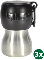 Kong h2o drinkfles rvs zwart 3x 280 ml