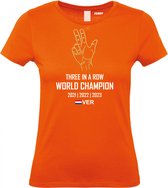 T-shirt Femme Trois Champion du Monde à la suite | Fan de Formule 1 | Max Verstappen / supporter de Red Bull racing | Champion du monde | Dames Oranje | taille L.