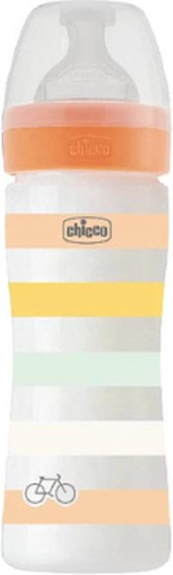 Babyflesje - Chicco zuigfles Siliconen Well Being 250ml oranje
