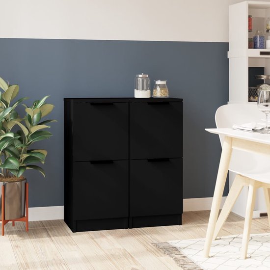 vidaXL houten dressoirs – 2 stuks – zwart – 30x30x70 cm