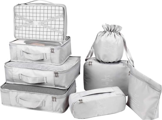 Rangement Valise Lot de 7 Imperméable Organisateur de Voyage Packing Cubes  Organiseur, sac à chaussures,Bagage Sacs