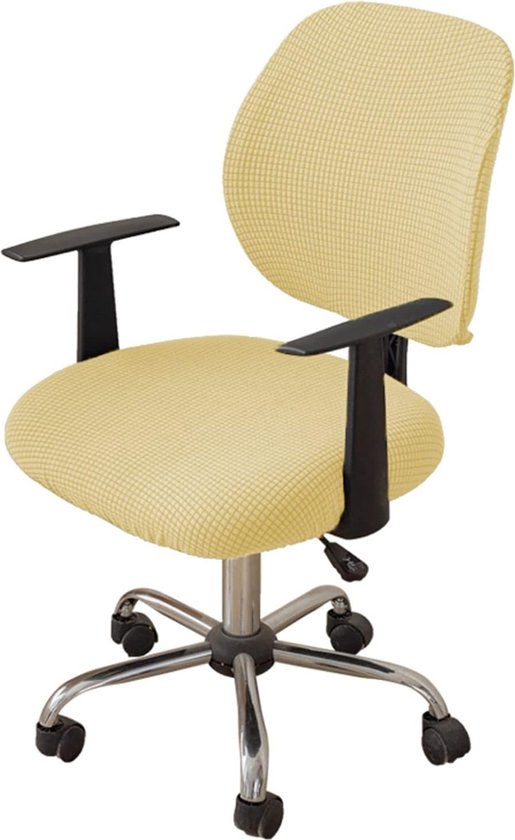 Bureaustoelhoes, stretch hoes voor bureaustoel, elastische stoelhoezen spandex, kantoor, computerstoelhoezen, afneembaar, wasbaar, voor bureaustoel stretch stoelhoezen, geel, 1 stuk