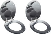The Living Store Toiletbril - Stenen ontwerp - Soft-close functie - MDF - Chroom-zinklegering - 42.5 x 35.8 cm - 43.7 x 37.8 cm