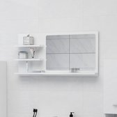 The Living Store Wandspiegel Hoogglans Wit - 90 x 10.5 x 45 cm - Spaanplaat en Acryl