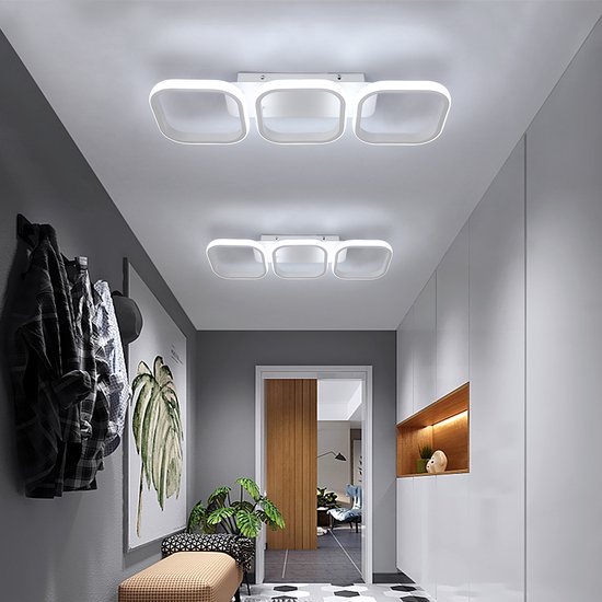 LuxiLamps - Plafonnier Moderne à 3 Head - Lustre - Plafonnier - 52 cm - Wit - Plafonnier