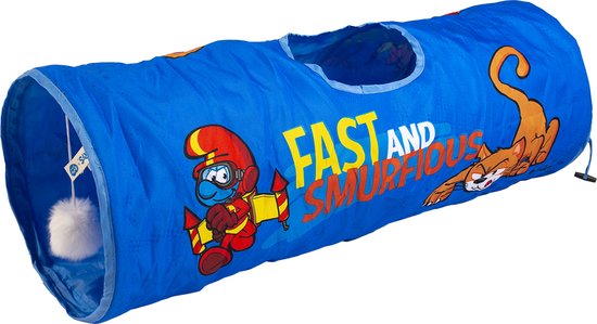 Foto: Smurfs duvoplus speelgoed voor dieren kat jetpack smurf kattentunnel 72x25x25 blauw 1st