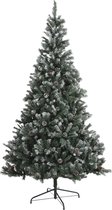 Kunstkerstboom 215 cm - bevroren effect - dennenappels - decoratie - kerst - kerstboom