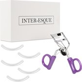 INTER-ESQUE® Wimperkruller - Eyelash Curler + 5x Gratis Extra Siliconen Pad - Paars