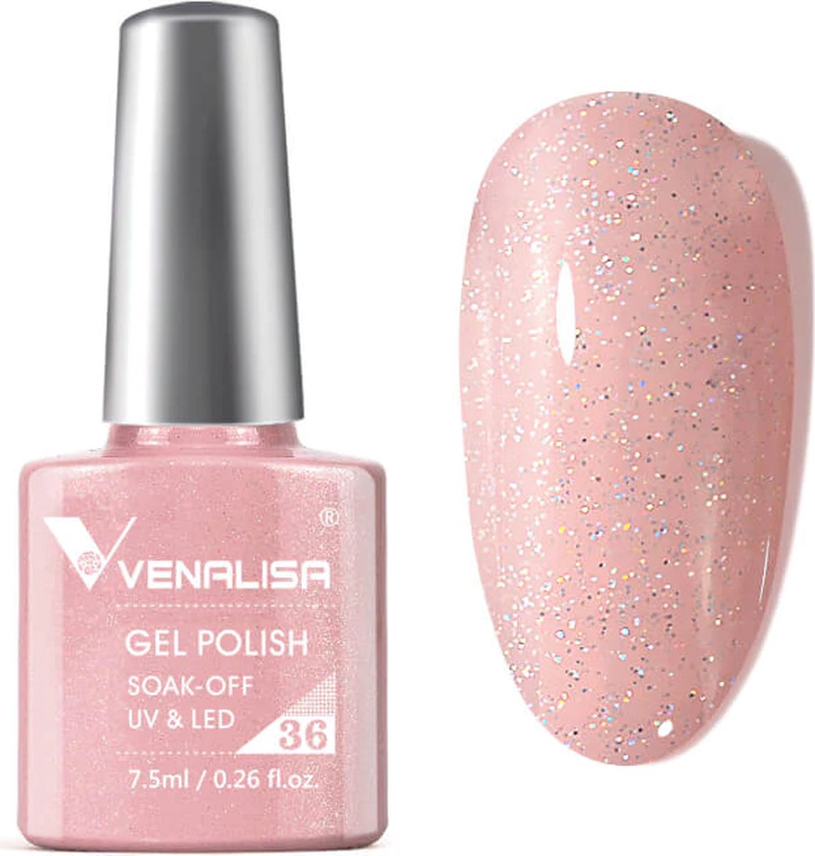 Venalisa UV Gellak Baby Pink - 7.5 ml - Roze Gellak - Gellak Roze - Gellac Roze - Gellak Glitter - Gellak Baby Roze - Gellak Licht Roze - Gellak Pink - Gellak Kleuren - Venalisa Gellak - Gellak Nagellak