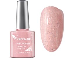 Venalisa UV Gellak Baby Pink - 7.5 ml - Roze Gellak - Gellak Roze - Gellac Roze - Gellak Glitter - Gellak Baby Roze - Gellak Licht Roze - Gellak Pink - Gellak Kleuren - Venalisa Gellak - Gellak Nagellak