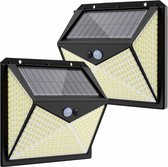 2 Stuks - Krachtige Zonne-Lichten met 350 LED's - Solar Wandlampen - Slimme Bewegingssensor - IP65 Waterdicht & Energiebesparend - Ideaal voor Tuinen, Opritten & Carports - Zwart