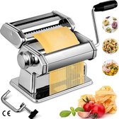 Roestvrijstalen Pastamachine - Maak Zelf Verse Pasta en Spaghetti - Zilverkleurige Pastamaker - Handmatige Pasta Machine met tafelklem