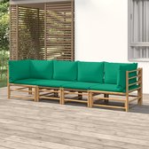 The Living Store Bamboe Tuinset - Modulaire loungeset - Duurzaam materiaal - Comfortabele zitervaring - Inclusief kussens - Levering bevat- 2 middenbank - 2 hoekbank - 4 zitkussen - 6 rugkussen