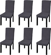 The Living Store Stoelhoezen - Antraciet - 6 stuks - Geschikt voor stoelen tot 55 cm - Rekbare stof - 10% spandex