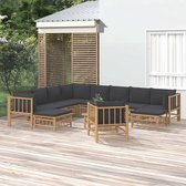 The Living Store Tuinset Bamboe - Modulaire lounge set - Inclusief kussens - 5x middenbank - 3x hoekbank - 2x voetenbank - 1x stoel - 1x tafel