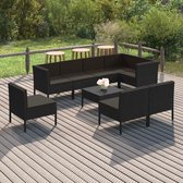 The Living Store Loungeset Tuinmeubelset - Zwart - PE-rattan - Staal - 60x60x35 cm - 57x69x69 cm - 69x69x69 cm