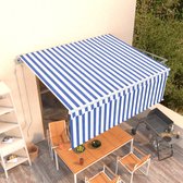 The Living Store Uitschuifbare Luifel - Blauw/Wit - 450x300cm (BxH) - Gepoedercoat aluminium