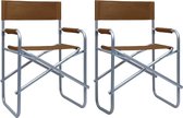 Chaise de directeur The Living Store - Pliable - Marron - 48 x 57 x 79 cm - Acier et tissu - Set de 2