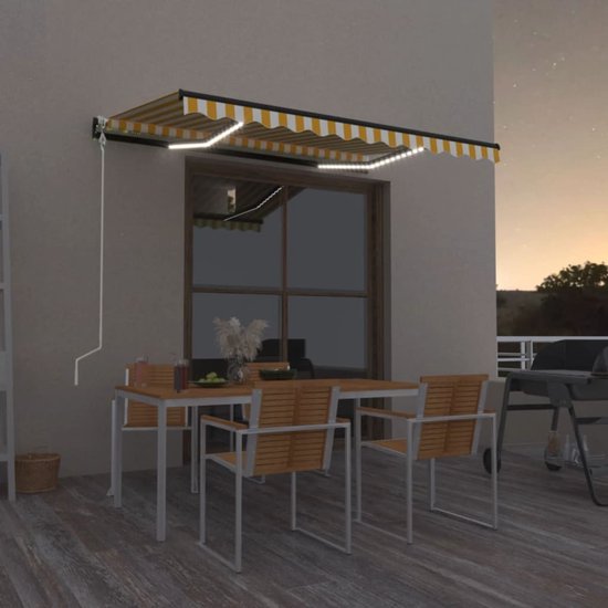 vidaXL Auvent vidaXL avec LED et capteur de vent 600x350 cm Anthracite