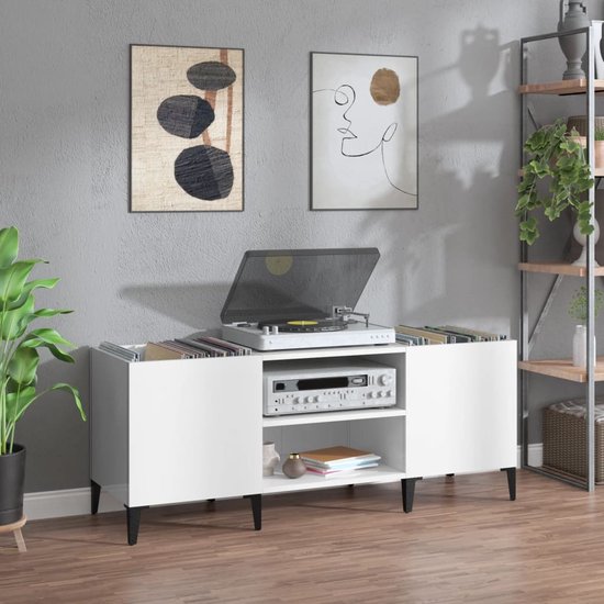 The Living Store Classique meuble à disques - Meuble de rangement vinyle -  121x38x48... | bol
