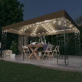 vidaXL Tonnelle à double toit avec guirlande lumineuse LED 3 x 4 m Blanc