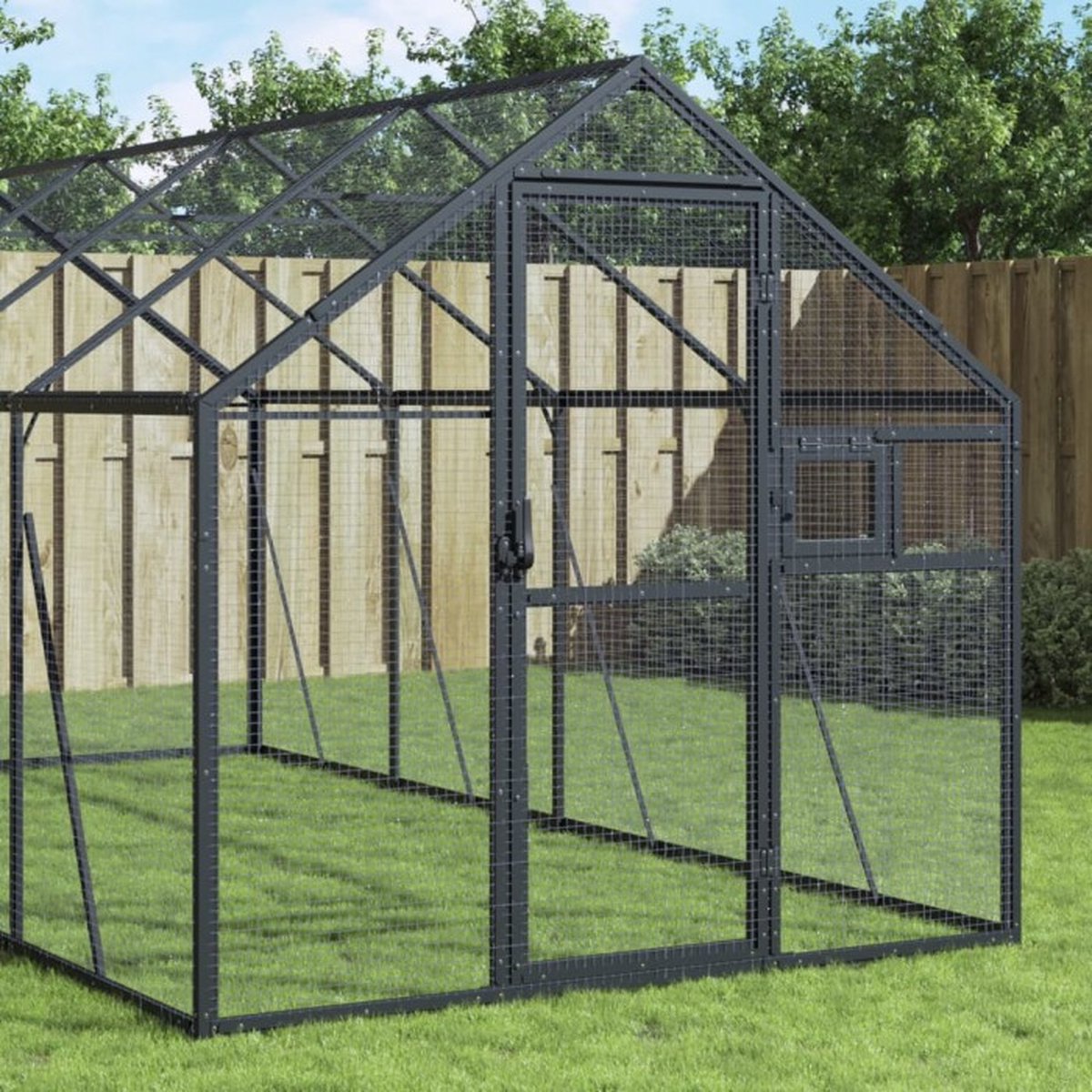 vidaXL Volière 1,79x8x1,85 m aluminium antracietkleurig