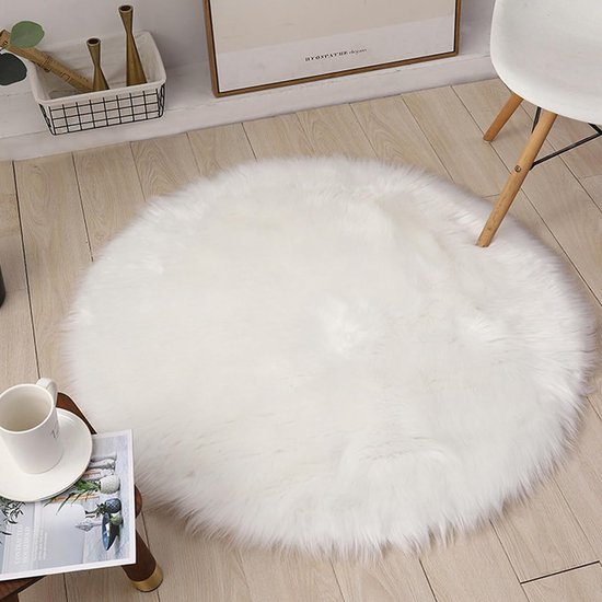 TAPIS FOURRURE ROND BLANC