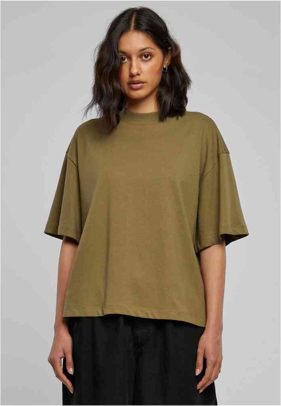 Urban Classics - T-shirt femme bio à fente Heavy - 3XL - Vert olive