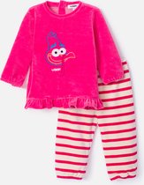 Woody pyjama velours baby meisjes - fuchsia - kalkoen - 232-10-PDL-V/388 - maat 80