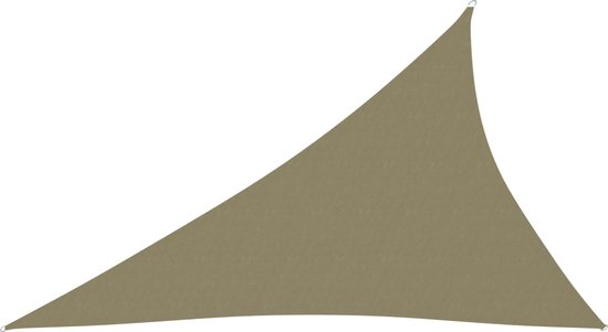Olijfgroen driehoekig schaduwdoek op een witte achtergrond.