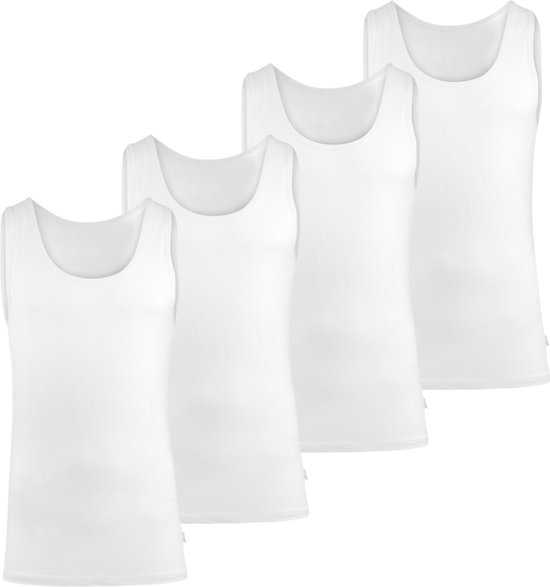 BOXR Underwear - Tanktop Heren - Singlet Heren - Bamboe Hemden Heren - 4-Pack - Wit - L - Onderhemd Heren - Bamboe Hemden voor Mannen