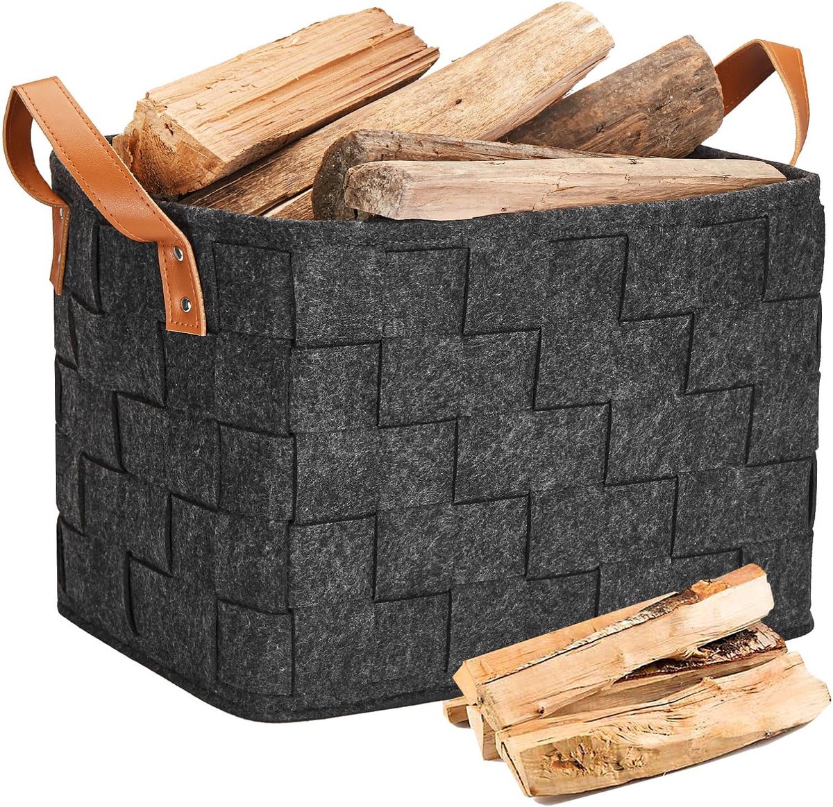 Panier à bois de chauffage, panier en bois pliable pour bois de chauffage,  grand sac