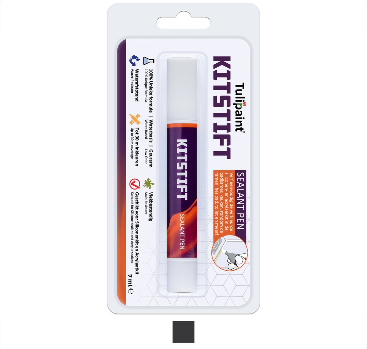 Tulipaint Kitstift (Donkergrijs / Antraciet) - Kitverf - kit verven - siliconenkit verven - kit schoonmaken - kitreiniger - kit reiniger - siliconenkit kitranden schoonmaken of reinigen reinigingsmiddel