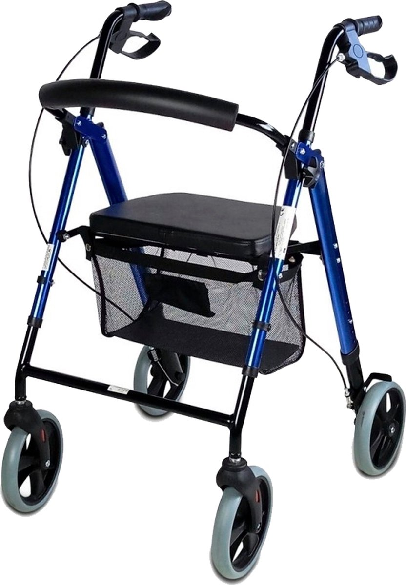 Goedkoopste Mobiclinic Hércules - Rollator - Looprek met wielen - Opvouwbaar -Lichtgewicht en Inklapbaar - Aluminium - Verstelbaar - Zitting en 4 wielen - Blauw